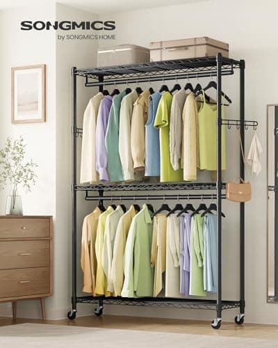 SONGMICS Heavy-Duty Rolling Clothing Rack, Ink Black ULGR414B01