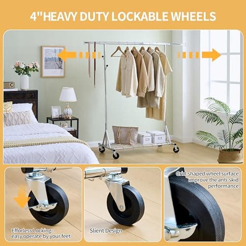 Commercial Heavy Duty Rolling Clothes Rack - 600 lb Capacity