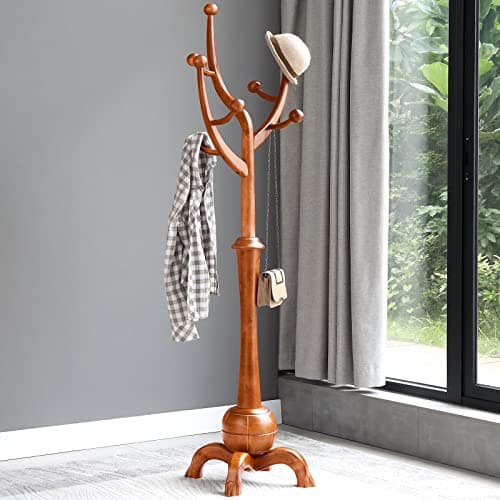 Wooden Coat Rack with 8 Hooks - Creative Tree Branch Design for Entryway, Hallway, Bedroom - Holds up to 160lb