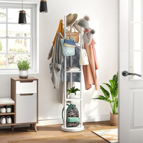 Sturdy Bamboo Freestanding Coat Rack with 8 Hooks