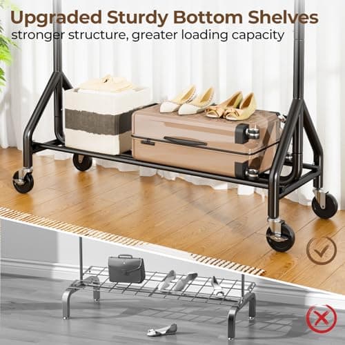 Durable Clothes Rack for Hanging Clothes, 450lb Load Capacity, Black