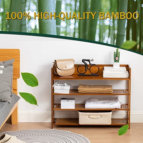 Bamboo Latifolia 4-Tier Shoe Organizer, Brown (31.50"L)