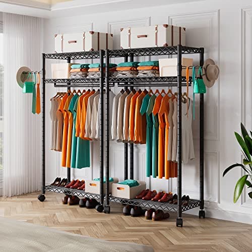 Heavy Duty Rolling Garment Rack, Black, GR1