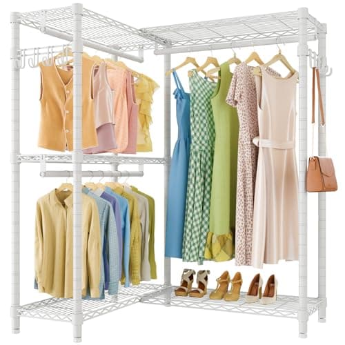 Vipek L4S Corner L-ShapedClothing Rack, Black, Heavy Duty, 810LBS Max Load