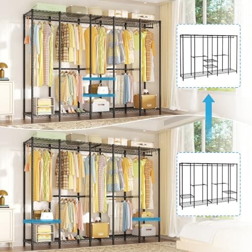 Ulif H50 Extra Large Heavy Duty Clothing Rack, Black, Max 1400 Lbs Load Capacity