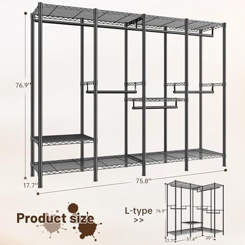 Raybee Heavy Duty 1100 LBS Capacity Clothes Rack Black