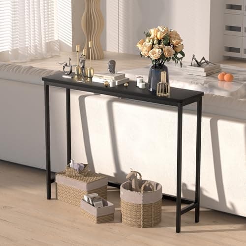 VASMIA 39" Black Bamboo Entryway Table