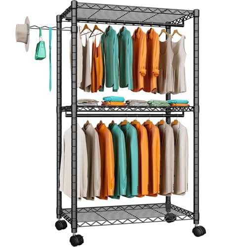 Heavy Duty Rolling Garment Rack, Black, GR1