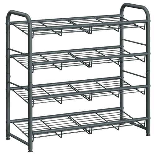 SONGMICS 4-Tier Shoe Organizer, Grey, Front Door & Closet Shoe Rack