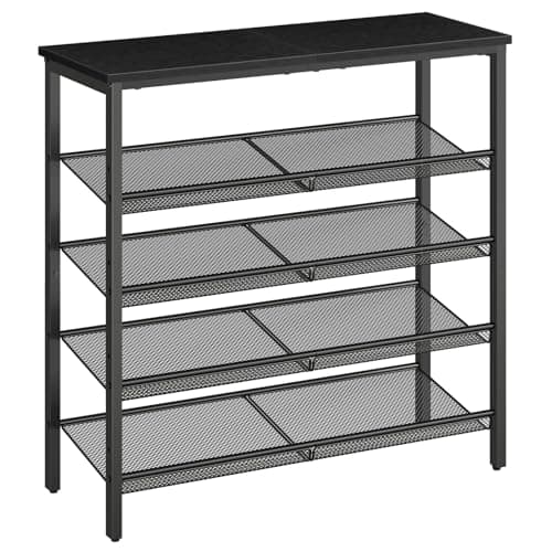 HOOBRO 4-Tier Shoe Organizer, Spacious Metal Shelf, Rustic Brown, BF42XJ01