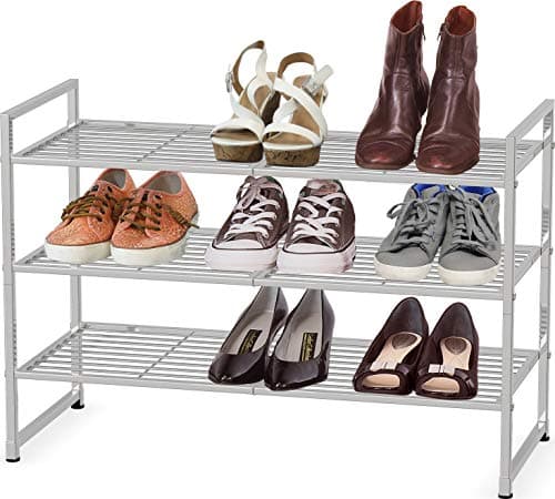 Black 3-Tier Stackable Mesh Shoe Rack
