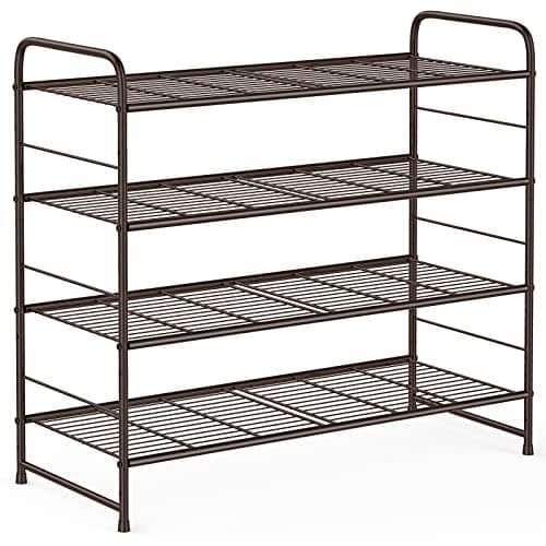 Coonoor Black 4 Tier Stackable Wire Shoe Organizer