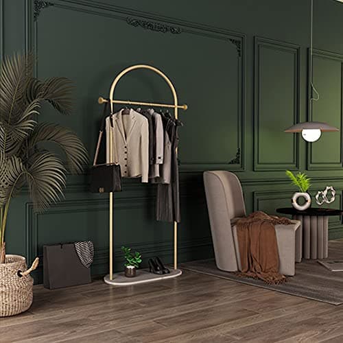 Modern Marble Base Gold Clothing Rack, Heavy-duty for Boutiques and Closets