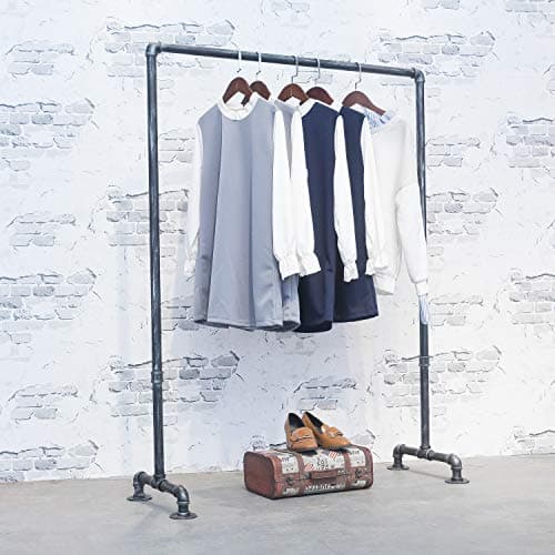 Vintage Black Steampunk Iron Pipe Clothing Rack,Heavy Duty Hanging Display