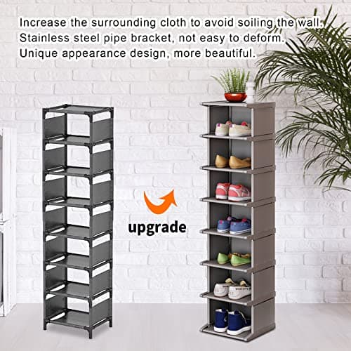KANAV 8-Tier Tall Narrow Shoe Rack - Vertical Storage Organizer