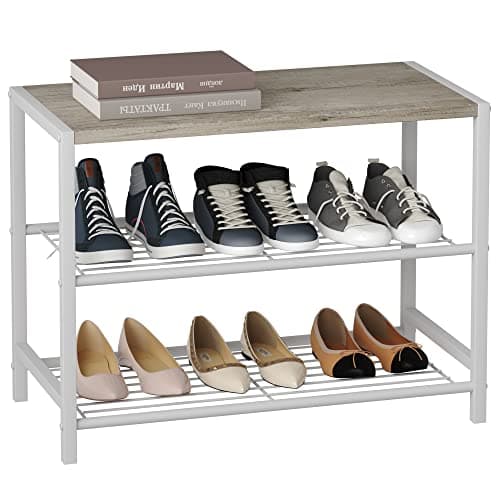 HOMEFORT Narrow 3-Tier White Oak Shoe Organizer Tower