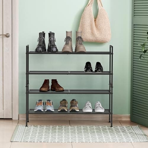 Black 2-Tier Stackable Mesh Shoe Organizer