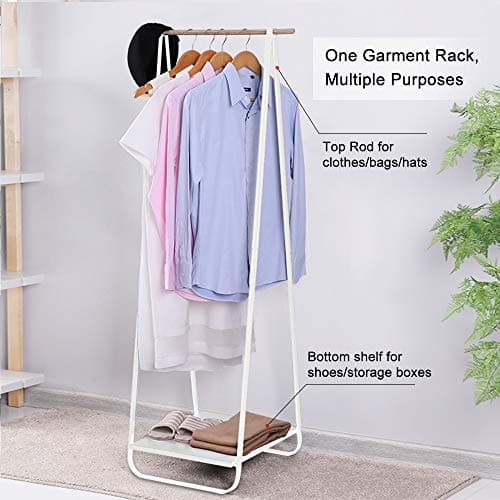 JEFEE 1-Tier Mini Clothes Rack with Shelf - Storage for Small Spaces, Entryway, Bedroom, White