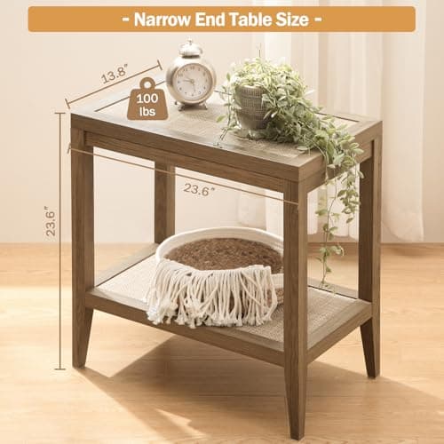 SICOTAS Boho Rattan Nightstands Set of 2 for Small Space