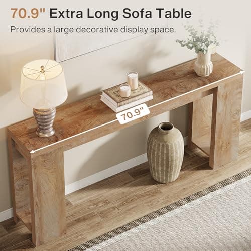 Tribesigns 70.9-Inch Extra Long Farmhouse Wood Console Table for Living Room