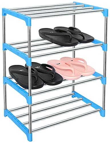 LNYZQUS Upgrade 4-Tier Metal Kids Shoe Organizer, Black