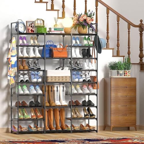 Kottwca 9-Tier Metal Shoe Organizer - Space-Saving Storage for 50-55 Pairs