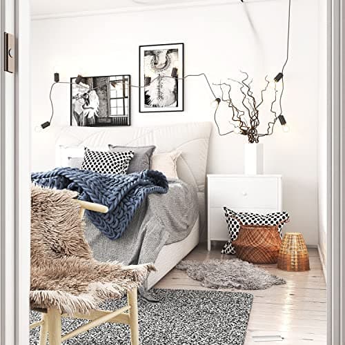 BOLUO White Nightstand with Fabric Drawers for Small Bedrooms