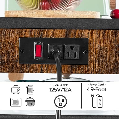HOOBRO 5-Tier Bakers Rack with Power Outlet & Wine Holder, BF60UHB01