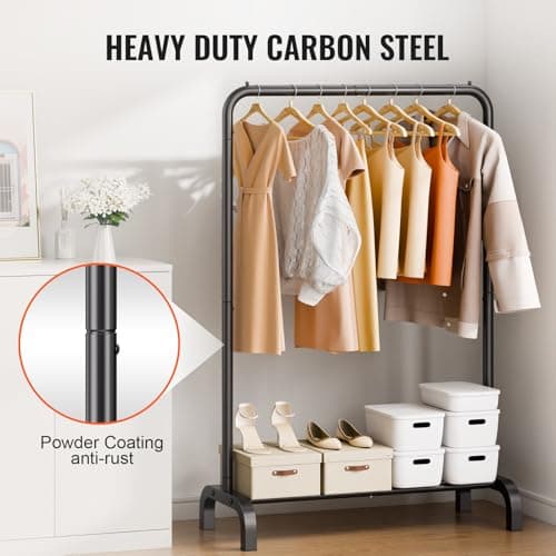 VEVOR Heavy Duty Clothing Rack with Hanging Rod & Bottom Storage