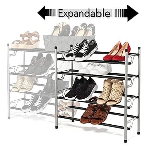 Sturdy Metal Shoe Organizer, 4-Tier Expandable Shelf for Entryway and Closet | Space Saver