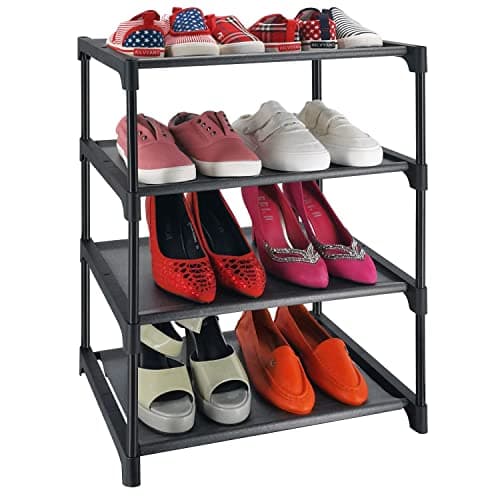 Sturdy 4-Tier Non-Woven Fabric Shoe Rack for Entryway and Closet