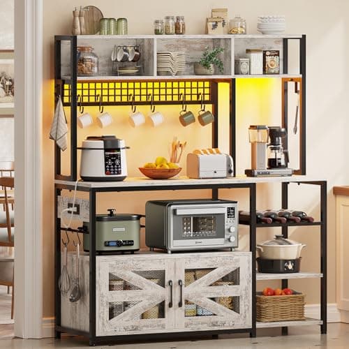 Itaar 47.2 Inch Farmhouse Coffee Bar Cabinet with Storage and Power Outlet