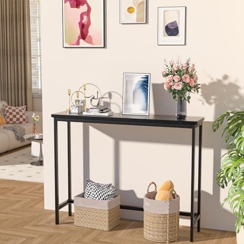 VASMIA 39" Black Bamboo Entryway Table