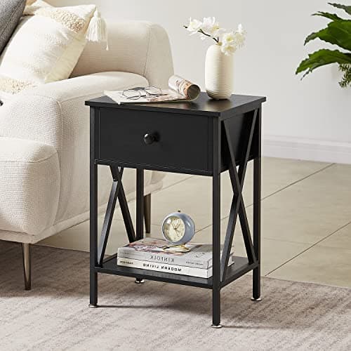 Rustic Nightstand with Drawer for Bedroom Storage