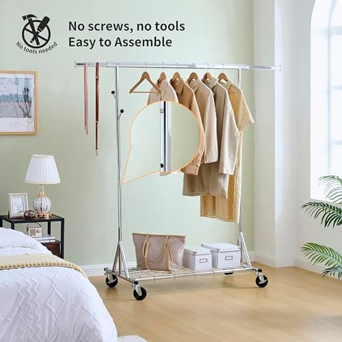 Commercial Heavy Duty Rolling Clothes Rack - 600 lb Capacity