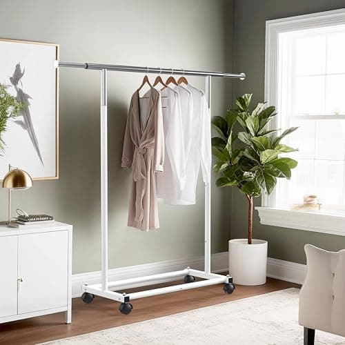 White Standard Rod Garment Rack for Houseware