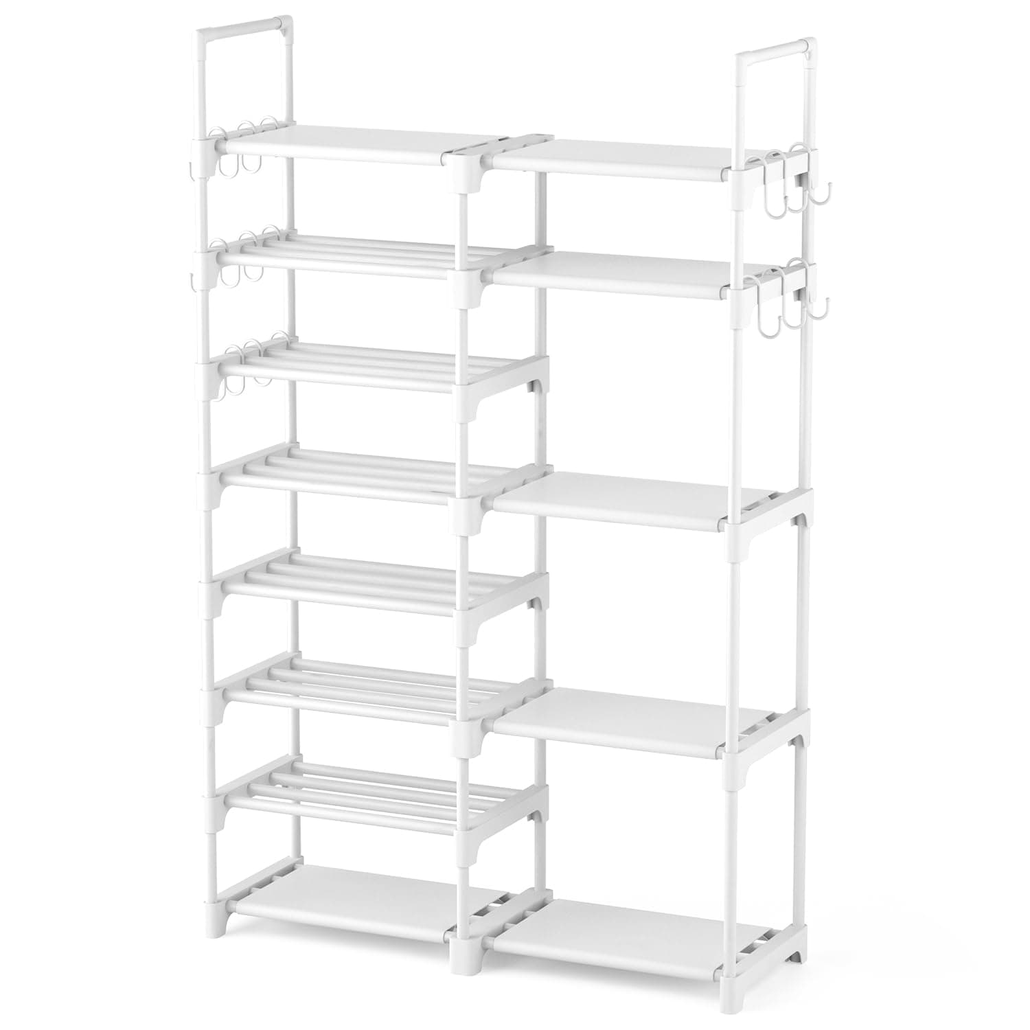 ROJASOP Tall Metal Shoe Rack, 8 Tier, 26-32 Pairs, Space Saving Boot & Shoe Organizer