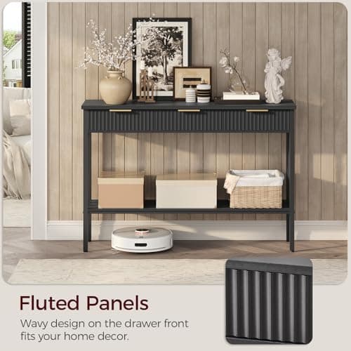 Black and Gold CTHB5201 Console Table with Storage for Entryway and Living Room
