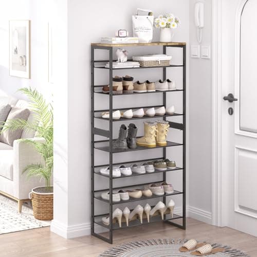 Garden 4 You 6-Tier Shoe Storage Rack, Brown Wooden Top, Large Capacity