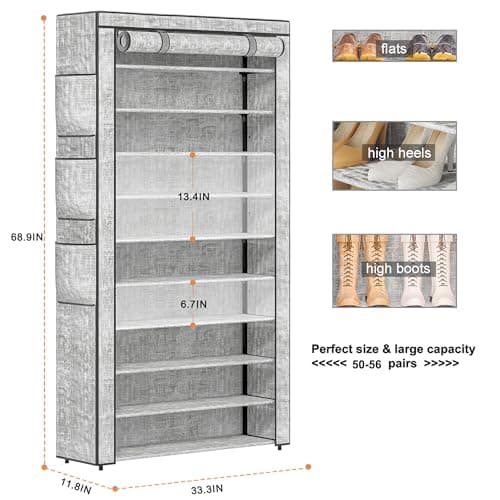10-Tier Large Capacity Shoe Rack for Entryway Closet Free Standing Storage Cabinet