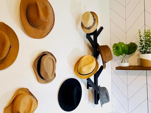 Premium Black Wall Mount Coat & Hat Rack - Modern Design