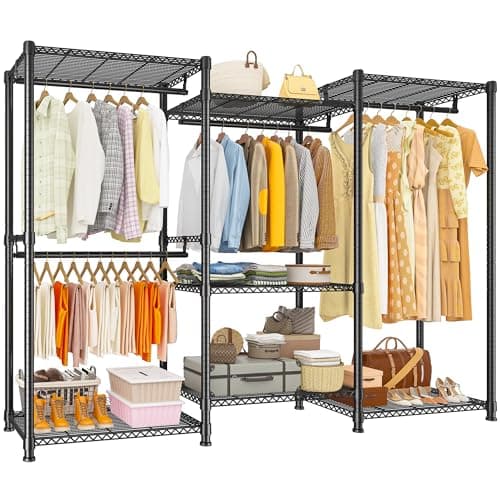 Raybee Heavy Duty 900Lbs Hanging Clothes Rack, 77" H x 69" W x 16" D, Black