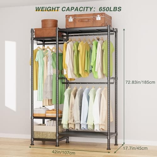 LEHOM G3 Heavy Duty Freestanding Clothes Rack with Shelves