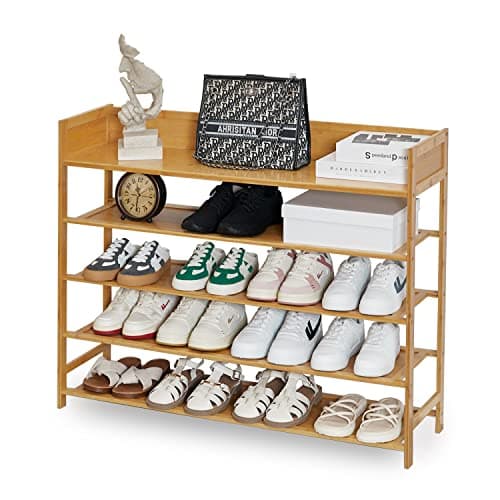 Brown 4-Tier Bamboo Shoe Rack Organizer