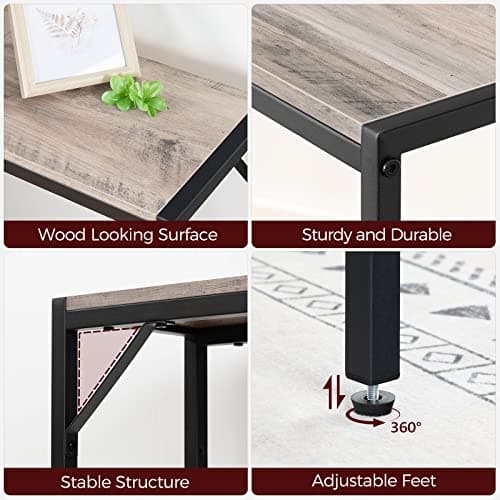 Stylish Greige and Black 2-Tier Console Table for Living Room Entryway CTHG27601