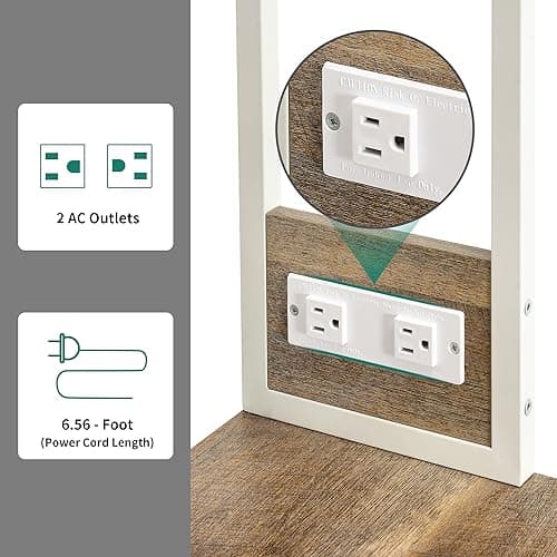 YITAHOME Microwave Stand Baker's Rack with Power Outlet, 39" Oak & White
