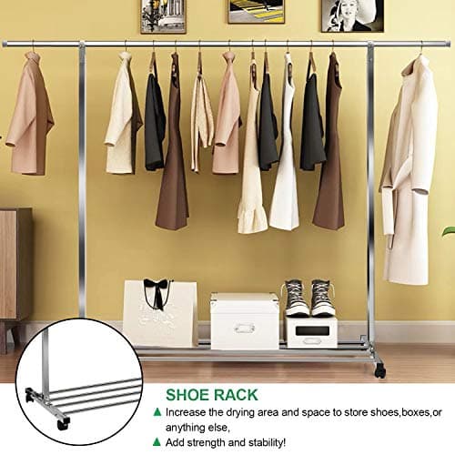 Stainless Steel Heavy Duty Extendable Garment Rack 47"-75" Adjustable Hanger