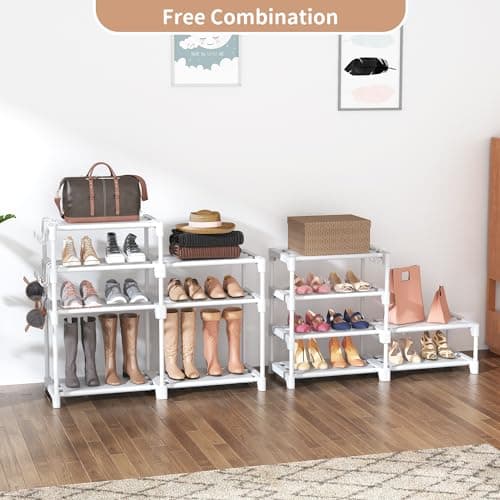 ROJASOP Tall Metal Shoe Rack, 8 Tier, 26-32 Pairs, Space Saving Boot & Shoe Organizer