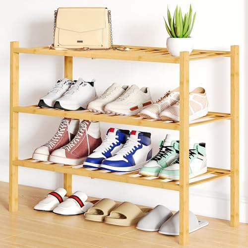 Smiry 4-Tier Bamboo Shoe Organizer Shelf for Closet and Entryway