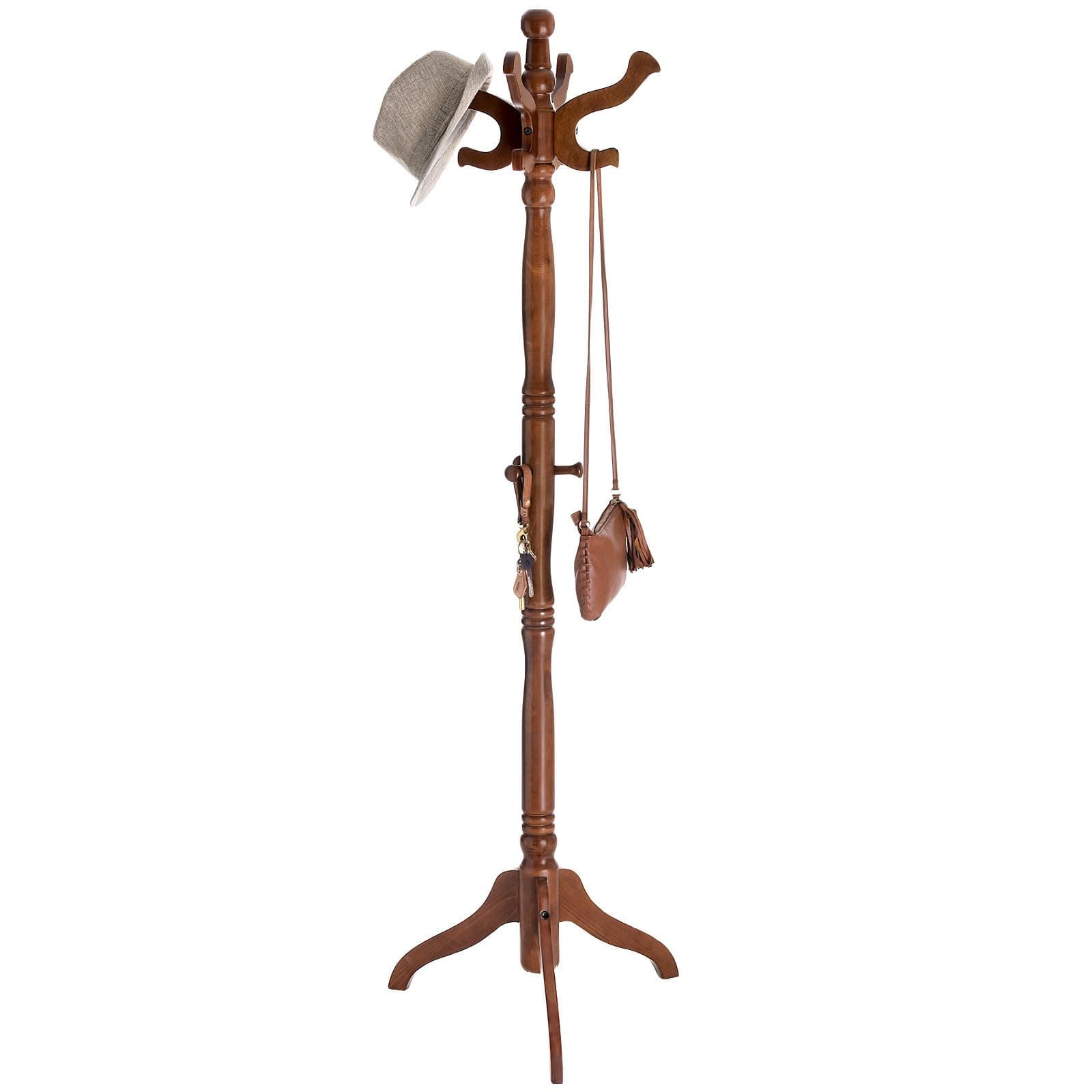 VASAGLE Free-Standing Coat Rack with 11 Hooks, Dark Walnut Base URCR05WN